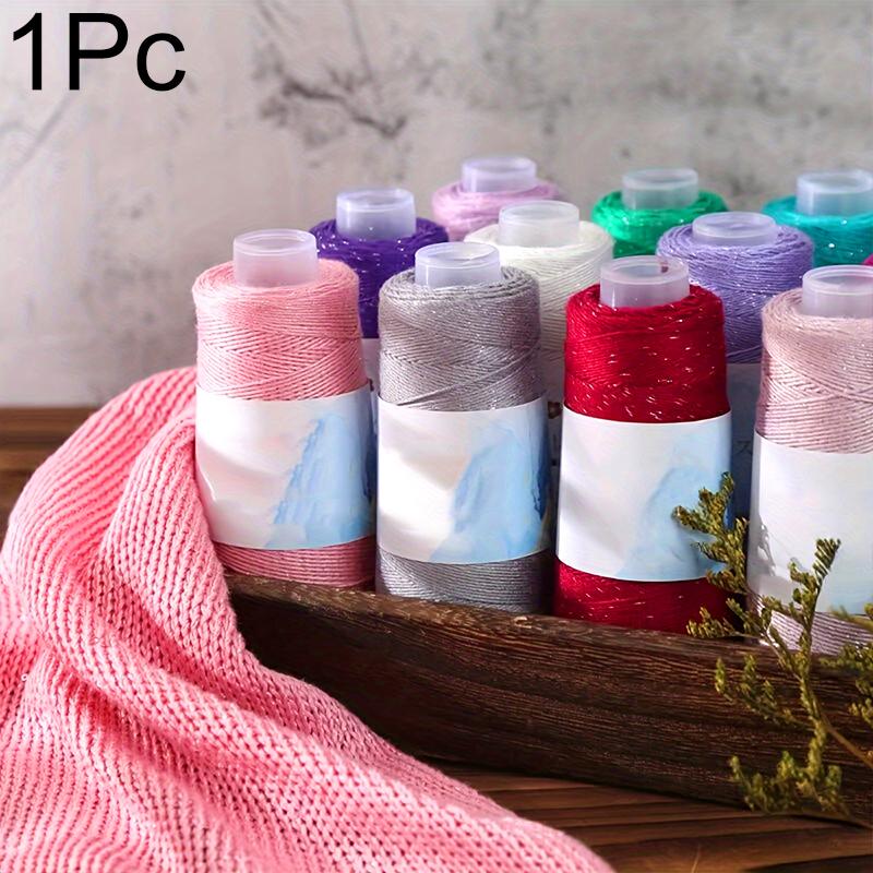 1PC Sequined Yarn Shiny Silk Thread DIY Handmade Silver Thread Yarn Hand Woven Pure Cotton Real Silk Gift Knit