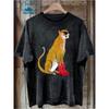 T-shirt Lavata Vintage Leopardo Giaguaro Nero Y2K Uomo Donna Y2k Streetwear Cotone Manica Corta Top Unisex