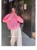 Women's Petite Pink Stand-up Collar Baseball Jacket - Sporty, Casual, for Spring and Autumn