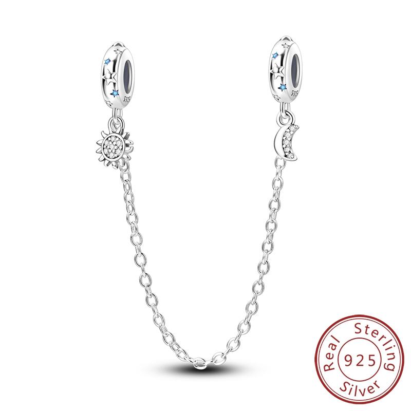 New Original Safety Chain Clasp Clip Charm Bead Copper Heart Bow Star Moon Fit Bracelet Diy Woman Girl Jewelry Gift