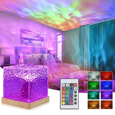 Ocean Wave Aurora Projektör Işığı 16 Renk Dinamik Dönen Kristal Lamba Uzaktan Kumandalı RGB Kısılabilir Oturma Odası Dekoru İçin