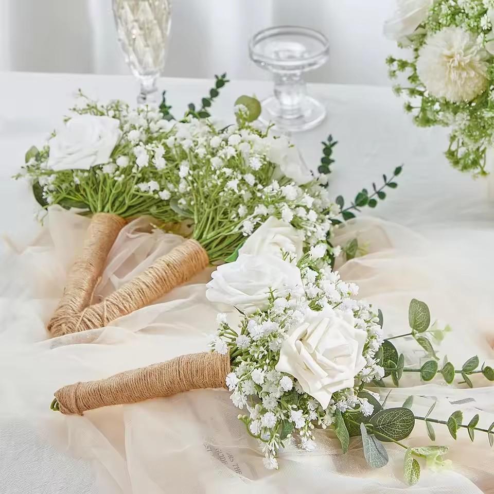 10 Stück Künstliche Schleierkrautblüten Gypsophila Falsches Grün für Hochzeitsfeier Heimdeko DIY Blumige Sträuße Zubehör