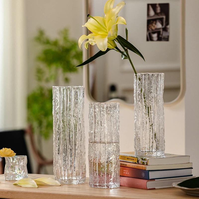 Vase Ornament Living Room Flower Arrangement Glass Transparent Light Luxury High-end Feeling Water Nourishment Lily Rose Hydropo