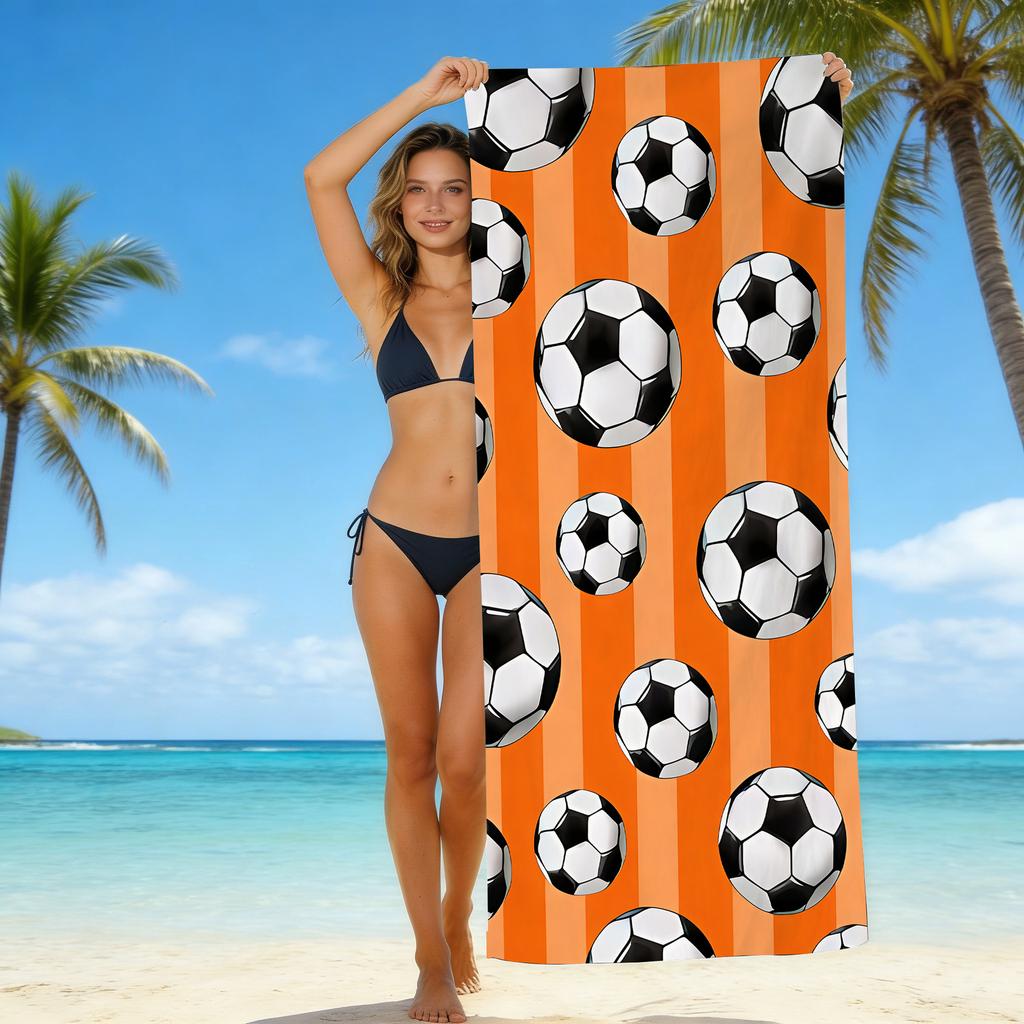 Football Printed Microfiber Beach Towel Quick Dry Absorbent Bath Towel For Seaside Swimming