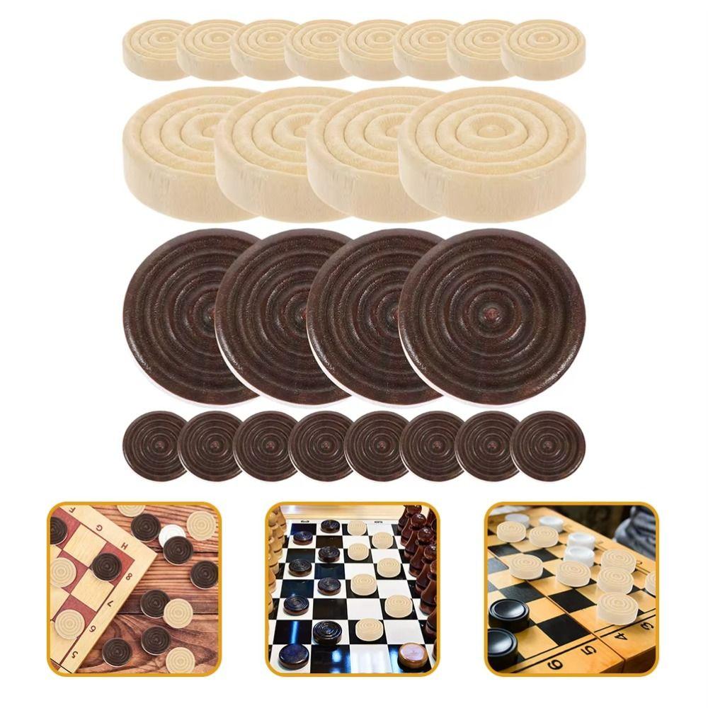24Pcs/set Standard Chess Game Accessories Delicate Wooden Checker Pieces  International Chess Tables