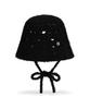 Bajal Va Curved Oval Metallic Knit Punching Bucket Hat Black