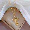 Gold Plated Maria Necklace Cubic Zircon Heart Choker For Women Mary Titanium Steel Chain Religious Jewelry