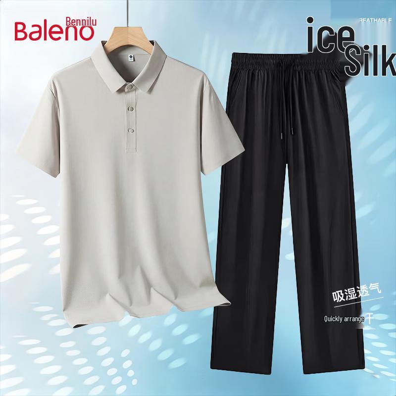 Baleno Men's Ice Silk Quick-Dry Polo Shirt & Casual Pants Set