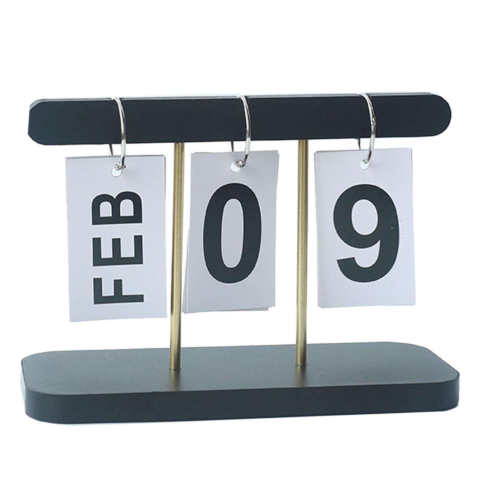 Вечный перекидной календарь Деревянный настольный перекидной календарь Изысканный ежедневный перекидной календарь для дома, библиотеки, офиса Черный чёрный