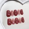 Gradual change fine flash wearing nail piece Cherry red nail piece Smudge fake nail simple detachable nail piece 24 pieces