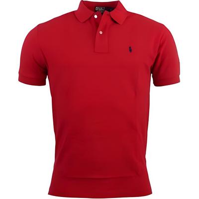 Polo Color Sólido Cuello Polo Manga Corta Camisa Polo Hombre tops Rojo 710666997-003