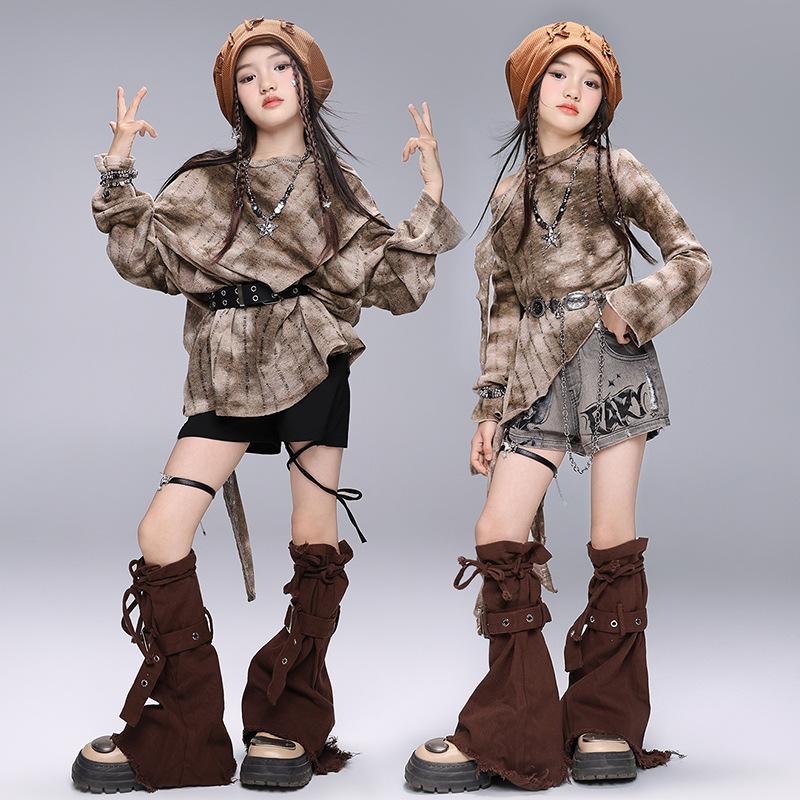 Jazz Dance Costumes Girls Jazz Wasteland Style Wear Autumn Street Dance Children Tide Dance Performance Costumes Suit