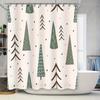 Vintage Christmas Trees Shower Curtain Set Green Forest Decor with Pine Cones for Bathroom Decor In White Waterproof Fabric (Siz