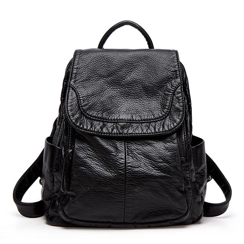2024 Soft Leather Large Capacity Backpack for Women - Casual Fashion Schoolbag & Travel Bag (Spring/Summer New Arrival)