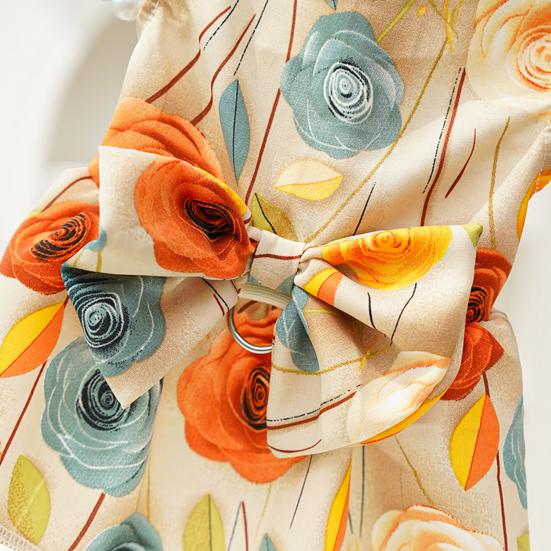 Psí šaty s mašlí, potisk růží, letní princeznovské šaty pro malé holčičky, psy, kočky