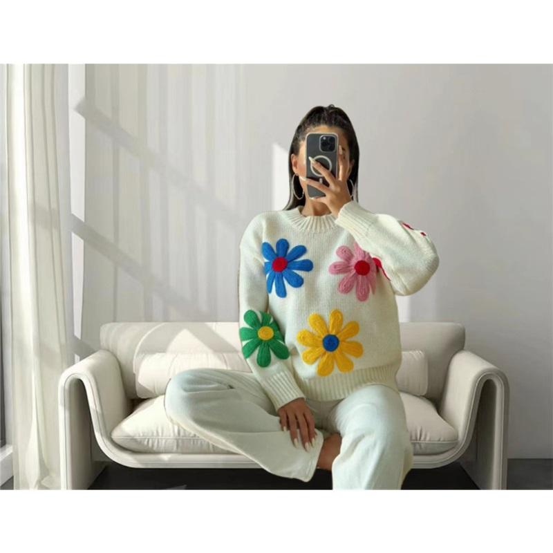

Европейский и американский цветной свитер с мелкими цветами, утолщенный, милый и свежий L