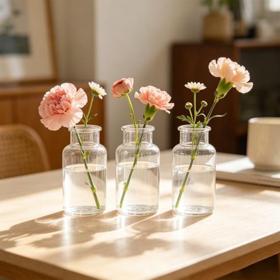 Yousheng Small Vases for Flowers, Mini Clear Glass Bud Vases, Mini Flower Vase for Wedding Table Centerpiece Home Decor,