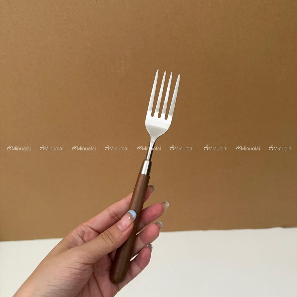 304 Sanded Walnut Knife and Fork Spoon Set, Frosted High-end Western Tableware, Steak Knife and Fork Thickened