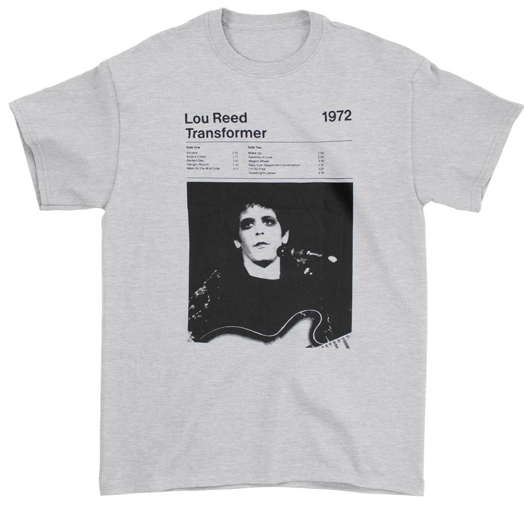 Men's Lou Reed Transformer Track List Slim Fit T-shirt Large Marl