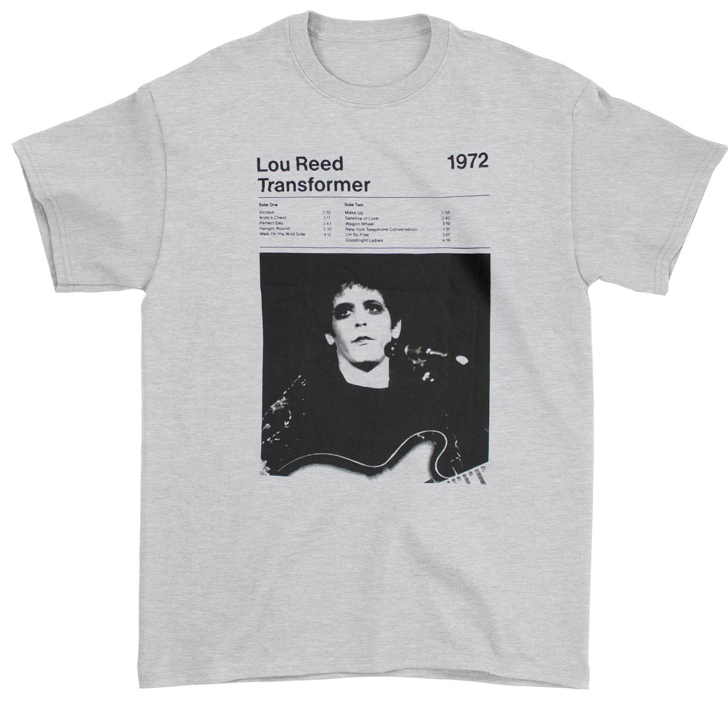 Men s Lou Reed Transformer Track List Slim Fit T-shirt Large Marl S
