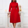 New women's clothing fashion temperament elegant pleated skirt elegant solid color large size dress