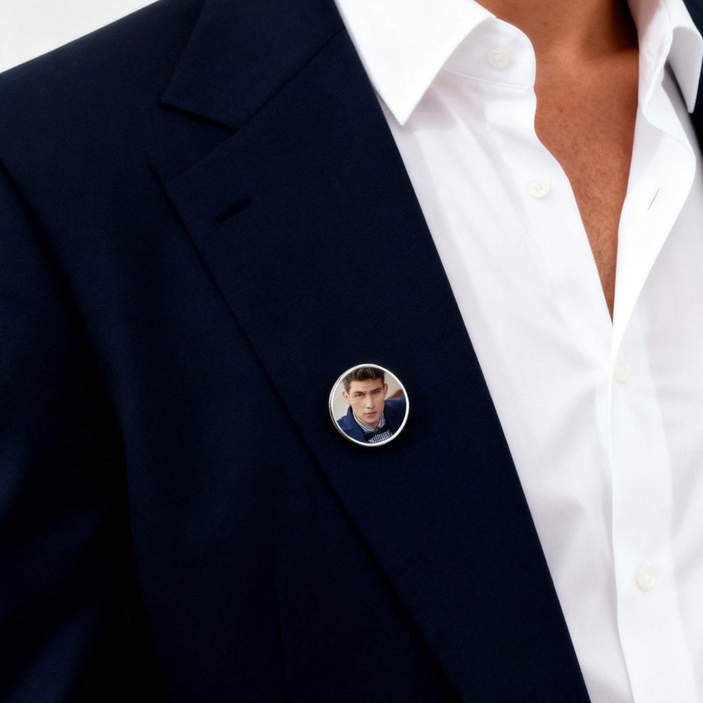 Custom Photo Pin Brooches Personalized Pictures Stainless Steel Clothing Brooch for DIY Personal Pet Holiday Gift Backpack