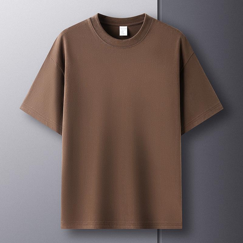 Fable Zomer Heren T-shirt met Korte Mouwen Katoen Veelzijdig Premium Onderhemd Heren Ronde Hals Katoenen Top M koffie