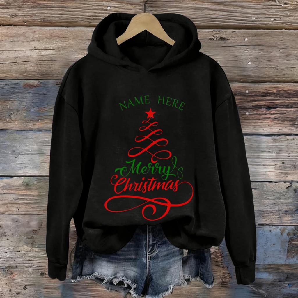 Dame Jule Greentown Trykk Casual Langermet Hettegenser Topp