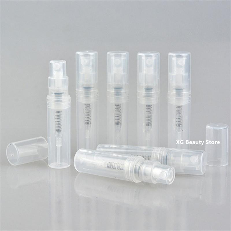 100/200/400pcs 2ML Portable Clear Plastic Spray Bottle Perfume Bottle Atomizer Mini Sample Test Tube Thin PET Vials Wholesale