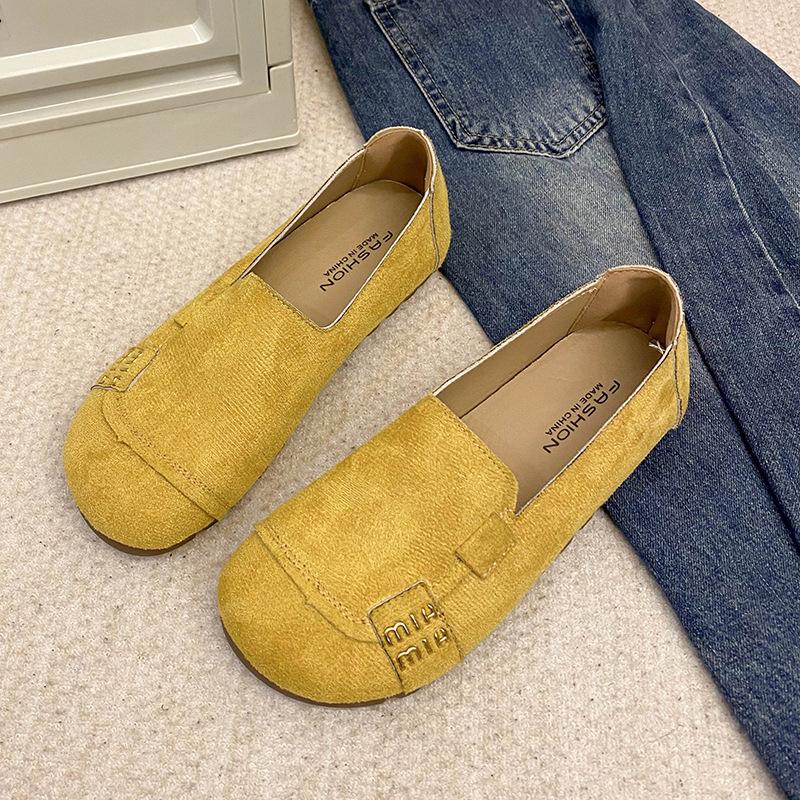

Flat-soled Doudou shoes 2025 new grandma non-slip casual non-slip soft-soled single shoes women s one-pedal mother work shoes 35 жёлтый