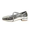 French Dress High Heels Fairy Thick Heel Mary Jane Shoes 2025 Summer New Silver Ballet Thick Heel Shoes