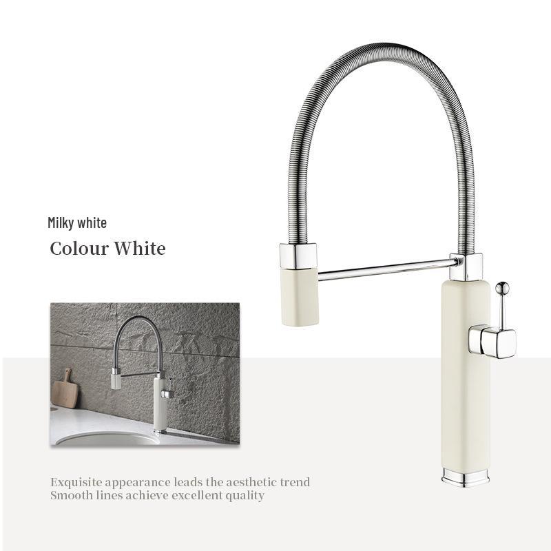 Luxury Universal Tinkerbell Pull-Out Kitchen Faucet - Hot & Cold All-Copper Dishwashing Sink Faucet