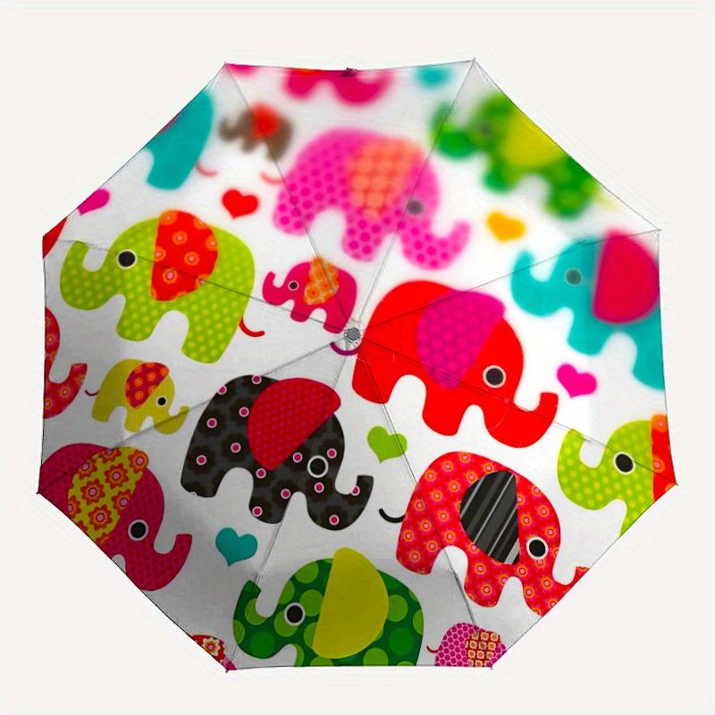 

1pc Elephant Fabric Automatic Folding Umbrella, Portable & Foldable Design with 8 Ribs, Casual Outdoor Accessory yy250805111