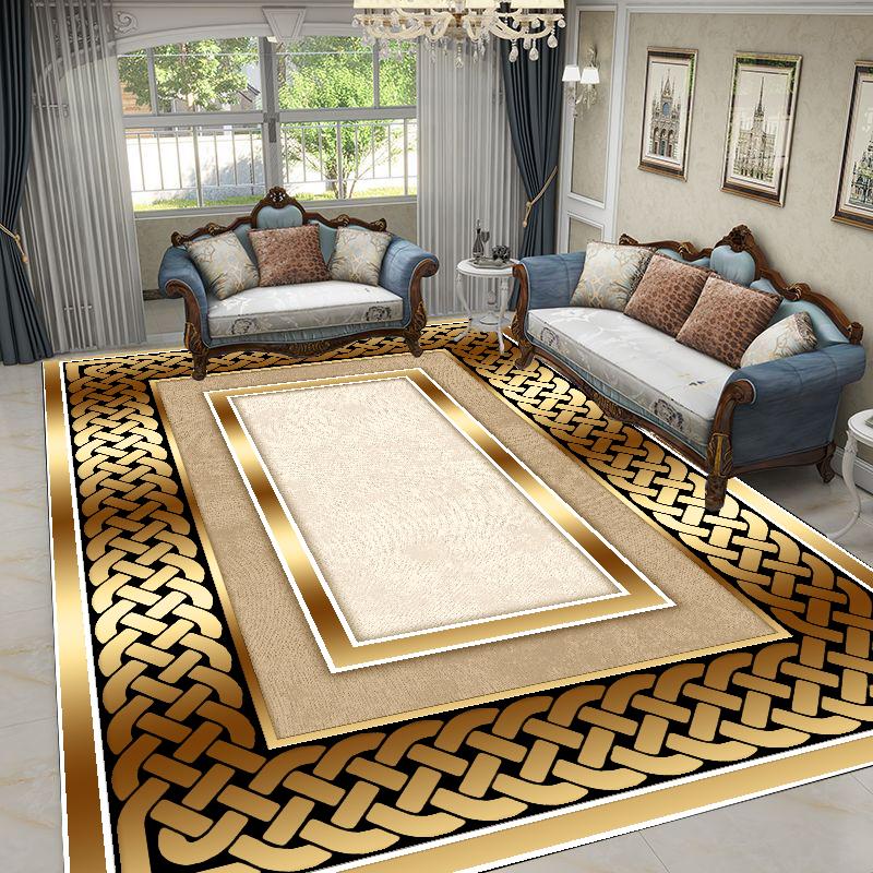 Nordic Luxury Living Room Carpets Gold Black Geometric Rugs for Bedroom Sofa Table Beside Large Area Rug Home Decor Mats Tapete