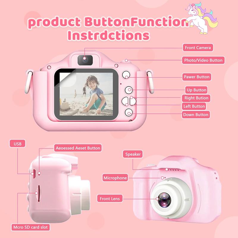 Children Camera 1080P HD 20-inch Digital Camera Mini Charming Toys Camera with Silicone Cases Toys Life Camera Kids Birthday Gift