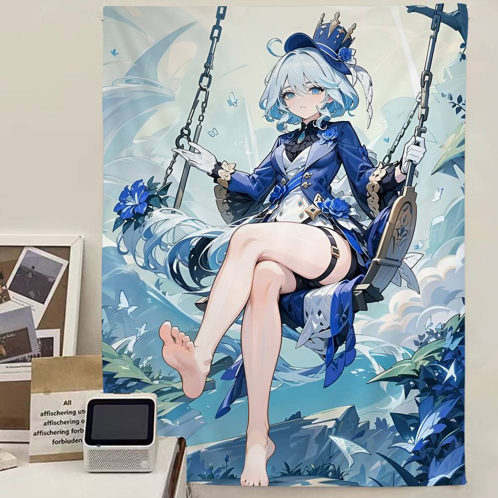 G-Genshin I-Impact F-Furina Anime Tapestry Art Science Fiction Room Home Decor Wall Art Decor