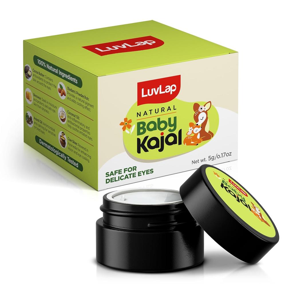 LuvLap 100% Natural Baby Kajal With Pure Cow Ghee And Cocoa Butter For Gentle Eye Nourishment And Safe Daily Application