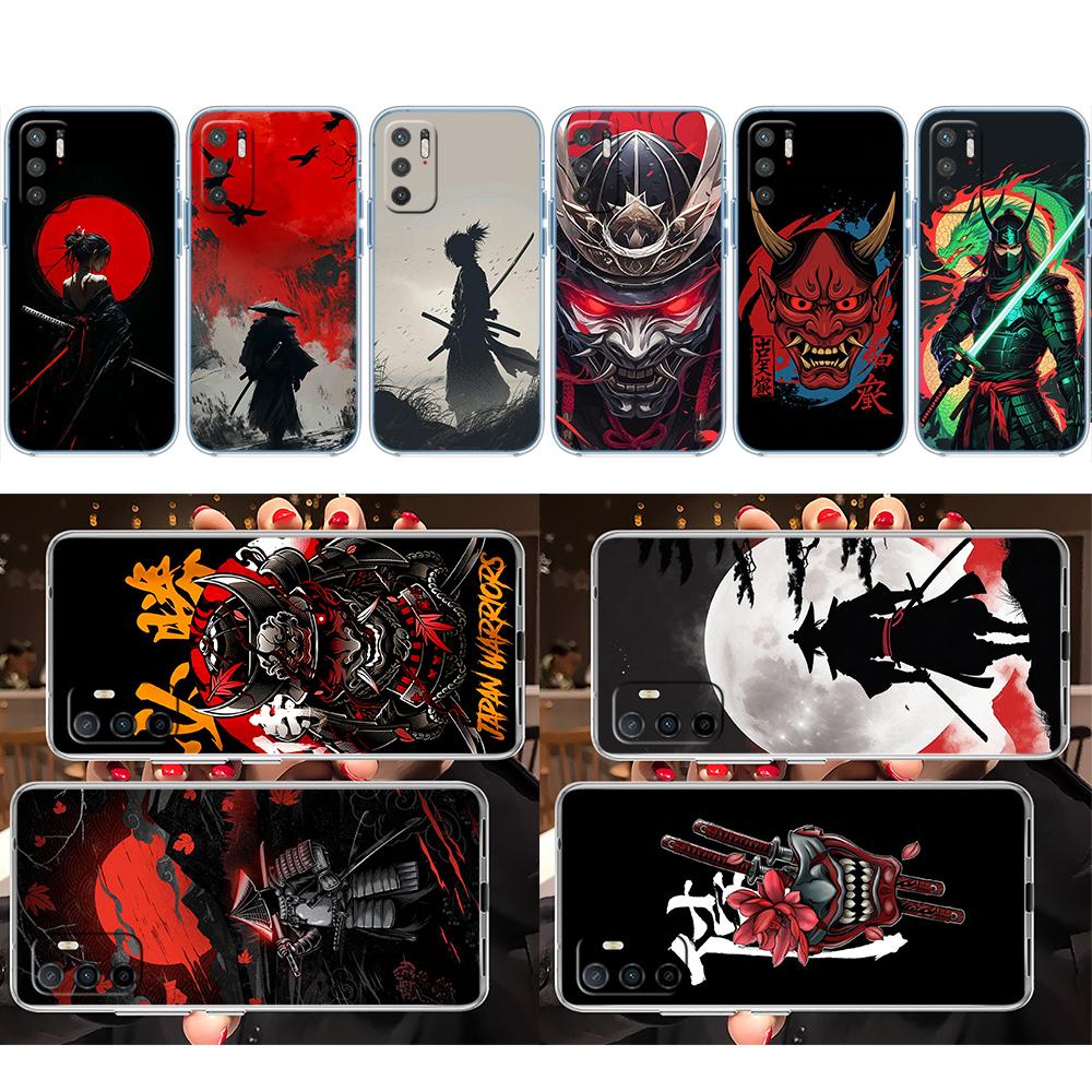 LO55 Japan Samurai Mask Soft Shell Transparent Phone Case for Samsung Galaxy A04 A04S A14 A23 A34 A54 M23 M33 M52 M53