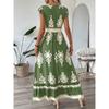 Women's Summer Ruffled Sleeves V-neck Waist-hugging Long Dress