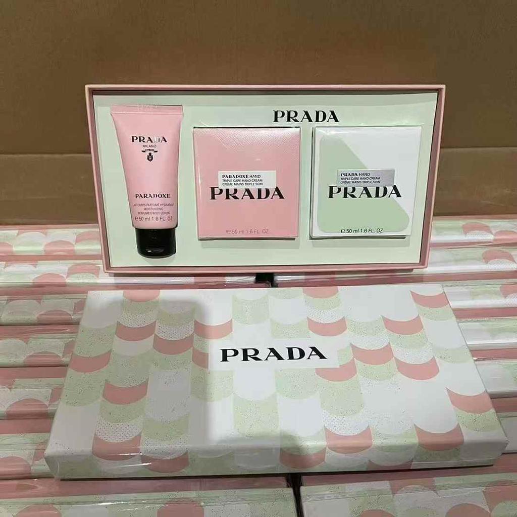 Prada Winter Dream Hand Cream Trio Green + Pink 50ml Each Mysterious Body Lotion 50ml Moisturizing