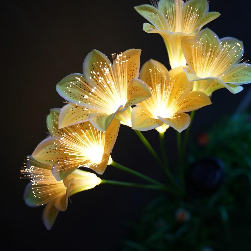 Solar-Powered Fiber Optic Lily Flower Lamp for Outdoor Landscape and Garden Decor