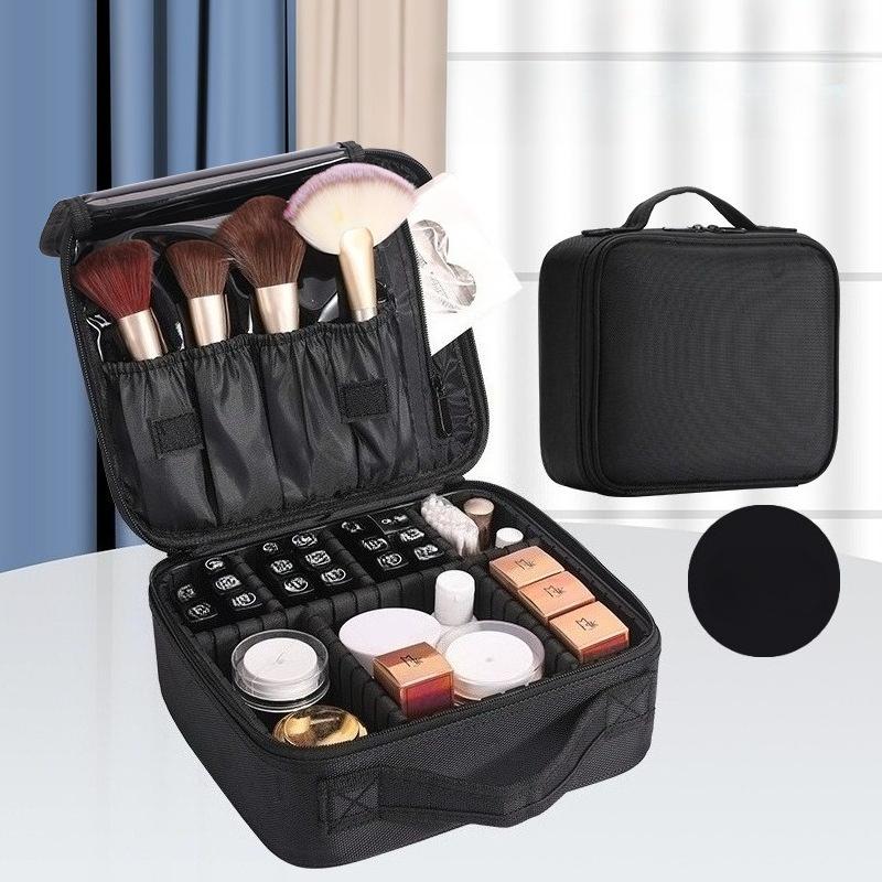 Профессиональный органайзер для макияжа, косметичка большой емкости, многослойный чемодан для хранения S-2 layers чёрный