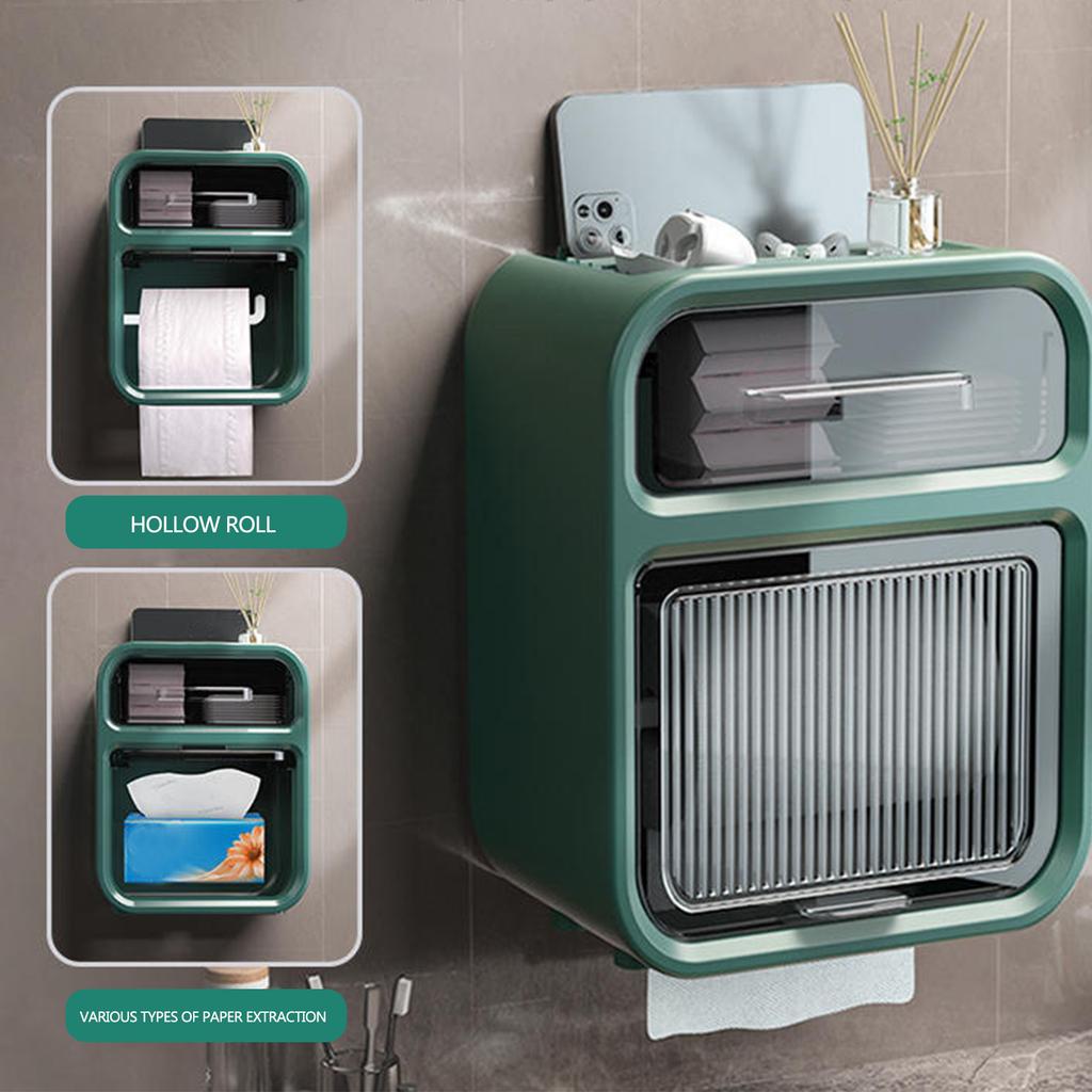 Wall Mounted Bathroom Tissue Box Dispenser With Drawer Waterproof Toilet Paper Storage Box for Toilet Paper Rolls Gifts