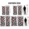 2PCS Red   White   Black Heart-shaped Wood Grain Curtains   Classic Style   Bedroom and Living Room   Pull Rod Pocket Style