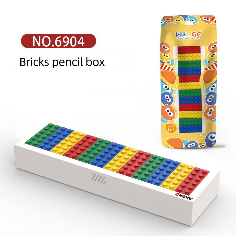 Building Block Stationery Small Particle Bricks Rule Pencil Box Sharpener Drill Pen Knife Pocket Mounted Text Toy for Kids