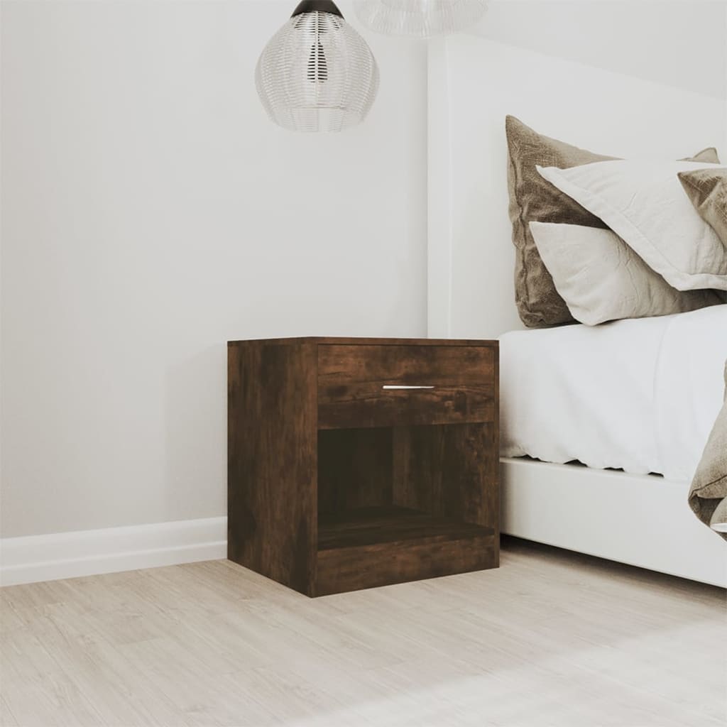 Nightstands 2 Pcs with Drawer Smoked Oak Finish