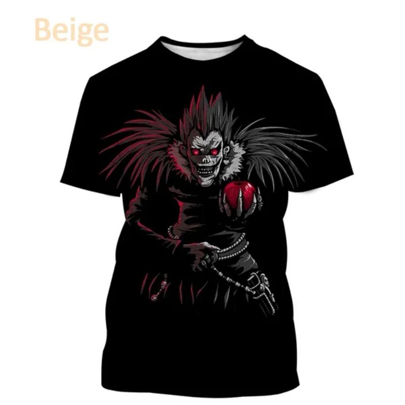 

Летняя японская аниме-футболка с принтом Death Note 3D для мужчин, модная популярная повседневная уличная одежда с коротким рукавом Y2K Top XS