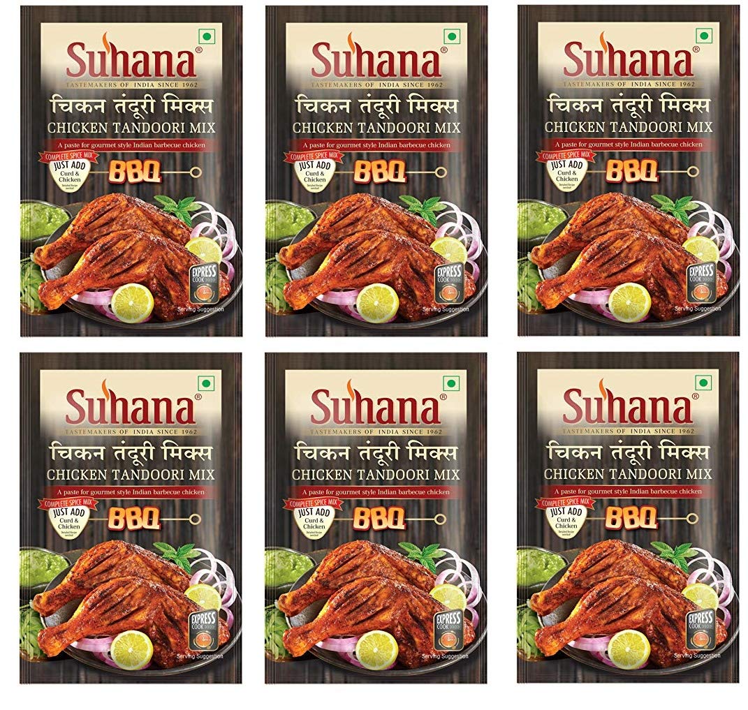 

Suhana Chicken Tandoori Paste 100 g Pouch Pack Of 6 Authentic Spice Mix For Grilled Tandoori Chicken Home Cooking