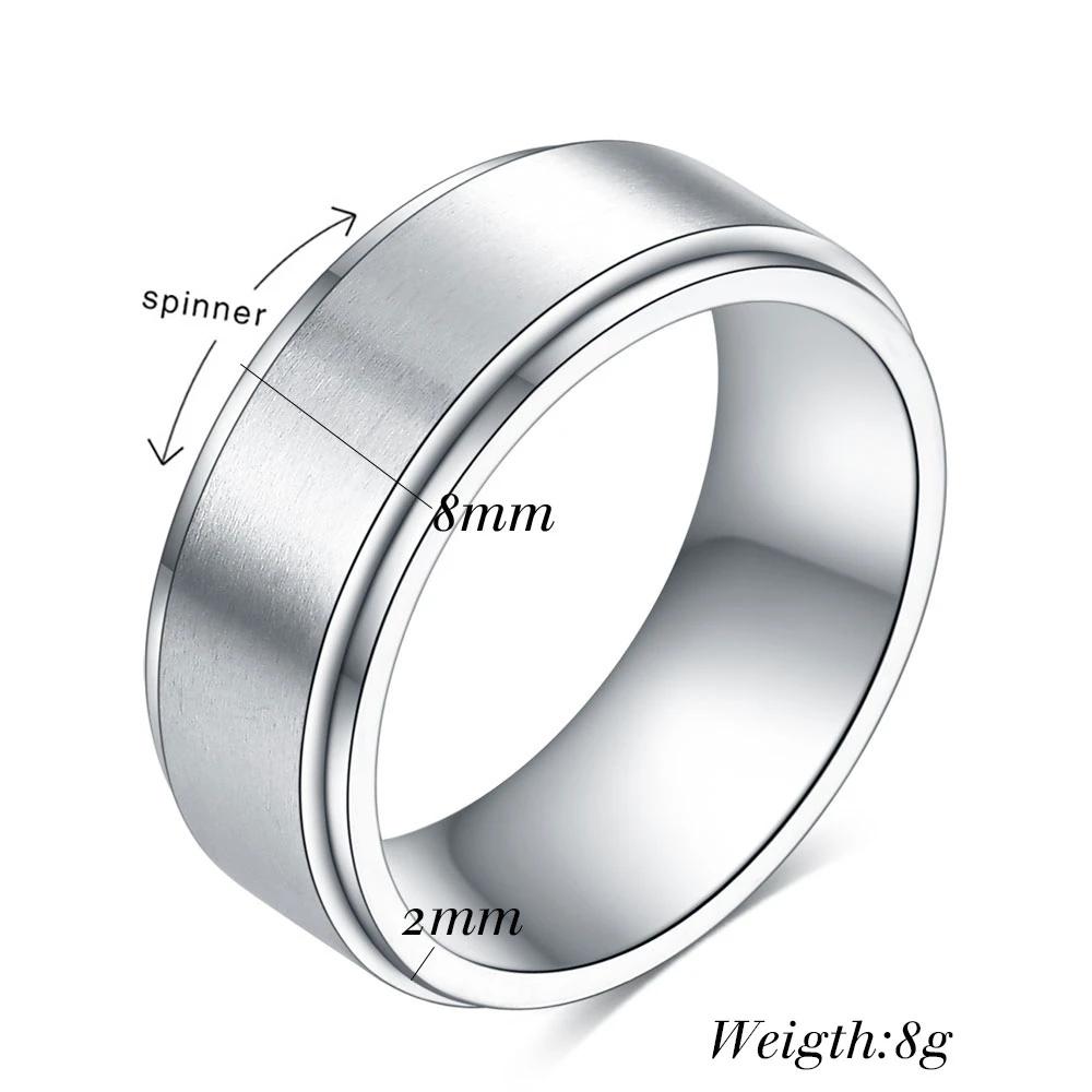 8mm Spinner Ring für Männer Stress Release Bague Acier Inoxydable Edelstahl Ehering Casual Sport Schmuck Anel Masculino