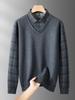 Velvet Thickened Faux Two-Piece Long-Sleeve T-Shirt 2025 Autumn/Winter Plus Size Warm Lapel Knitwear for Men